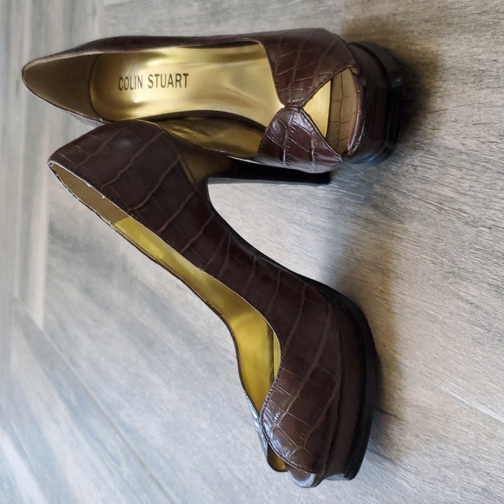 Colin Stuart Brown faux reptile pattern heels.